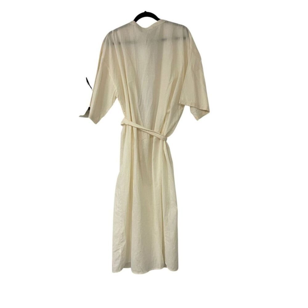 Zara Home Womens Robe Medium Ecru Cotton Lace Trim Tie Waist 8143/434 NWT - Picture 2 of 12